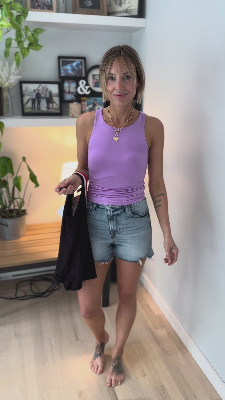 Esme Double Lined Jersey Tank- BROWN