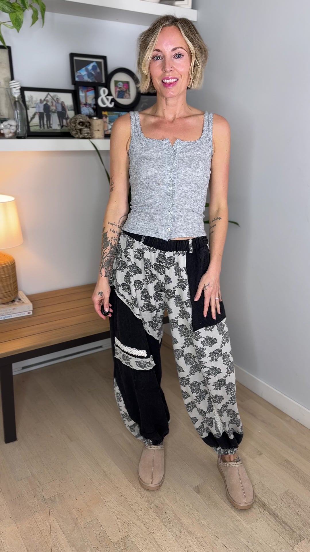 Wildflower Knit Pants- BLACK MULTI