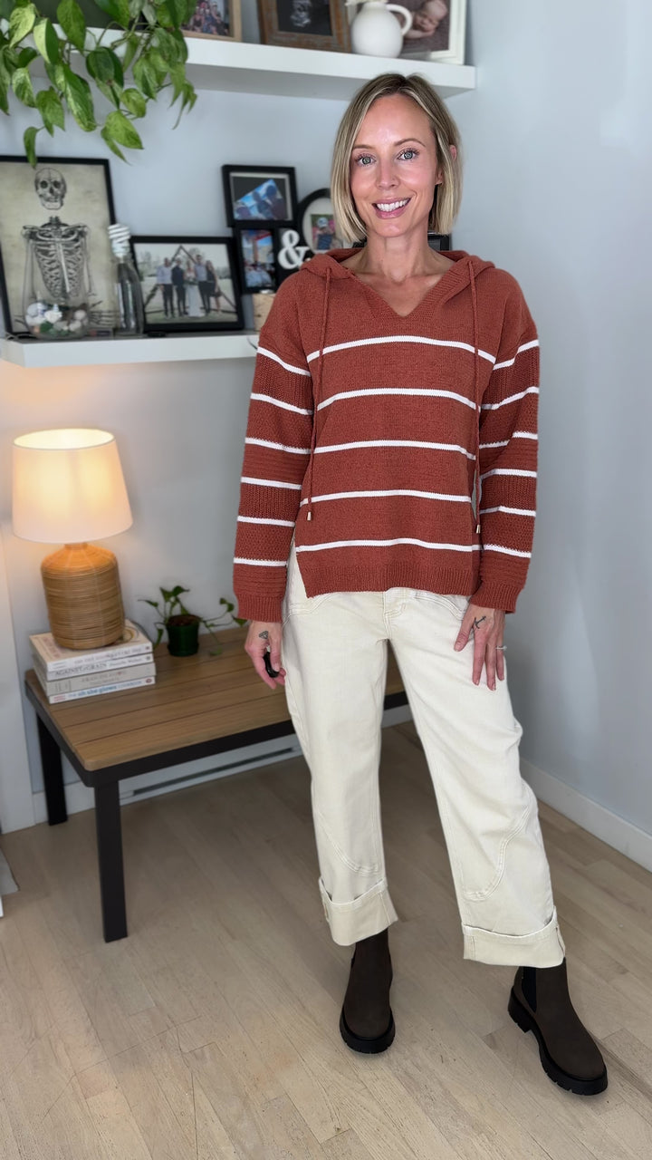 Maddie Striped Hoodie- PUMPKIN SPICE