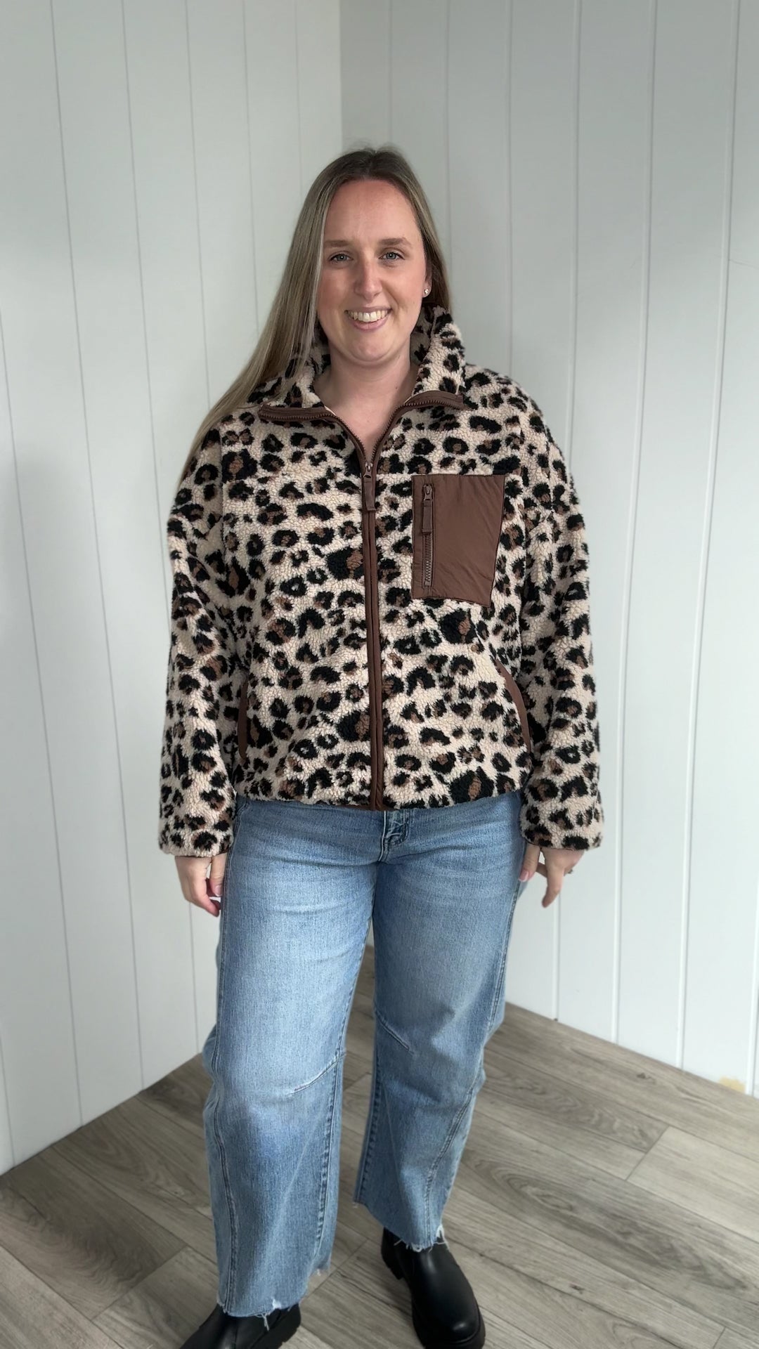 Kalli Leopard Sherpa Jacket- LEOPARD