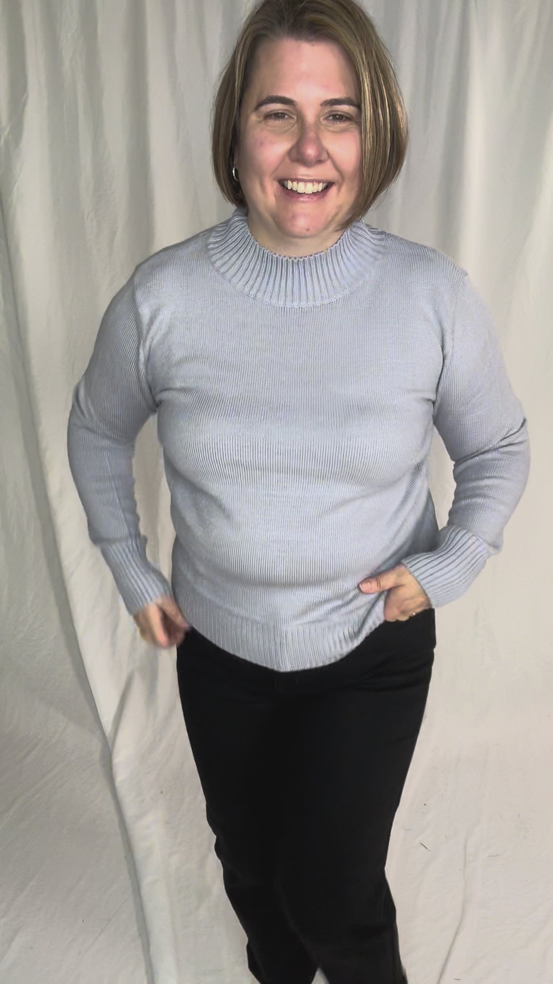 Susan Ultra Soft Mockneck Sweater- PEWTER