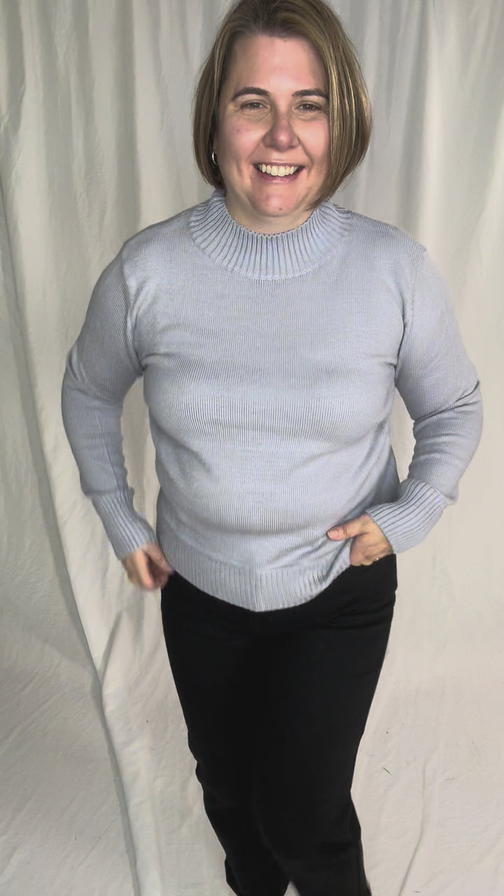 Susan Ultra Soft Mockneck Sweater- PEWTER