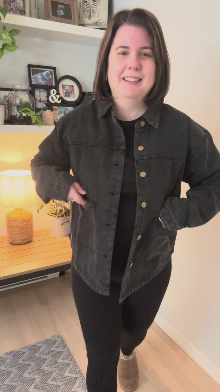 Patina Vintage Denim Jacket- BLACK