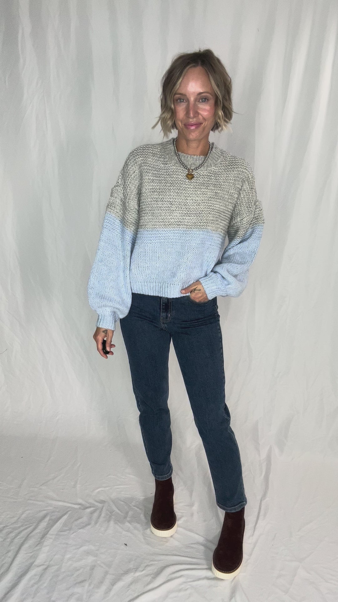 NOISY MAY Ophelia High Neck Sweater- CASHMERE BLUE