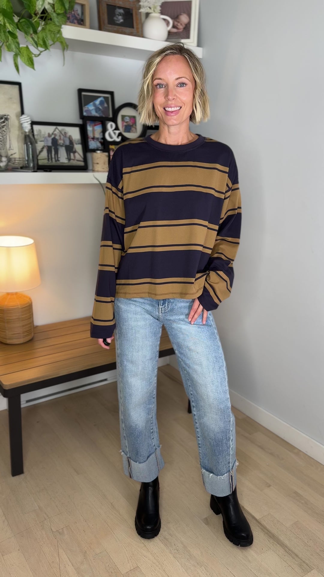 Ramsyn Stripe Knit Longsleeve- NAVY