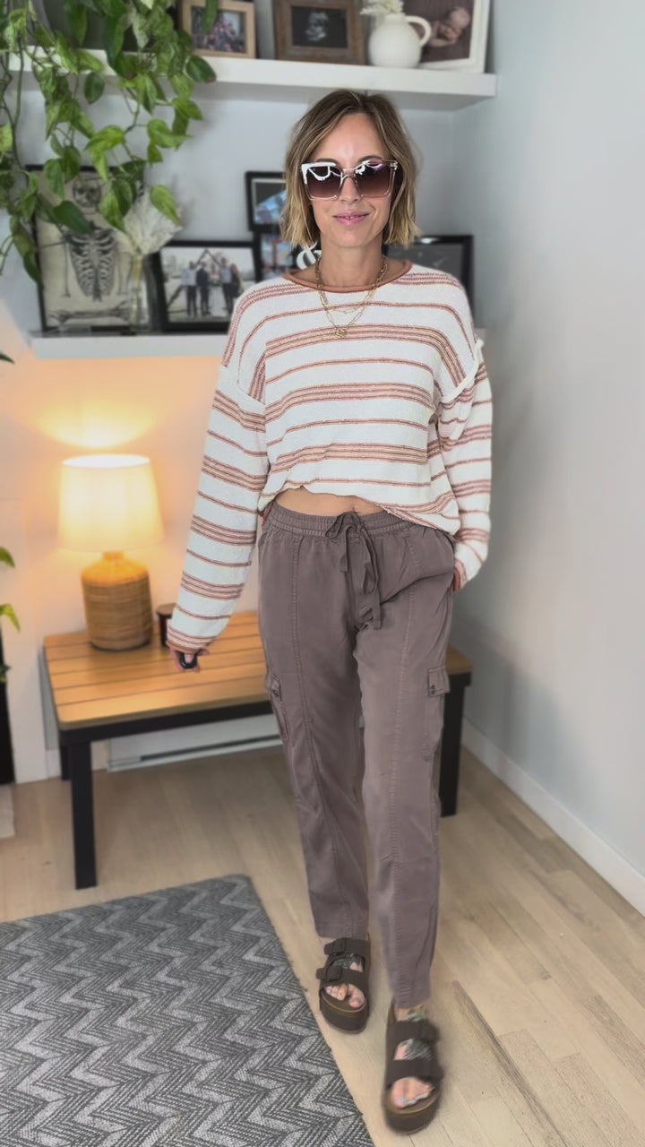 Normad Drawstring Cargo Jogger- COCOA BROWN