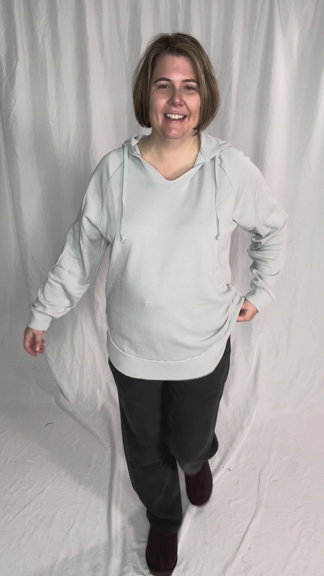 September Sky Split Hem Hoodie- LIGHT GREY