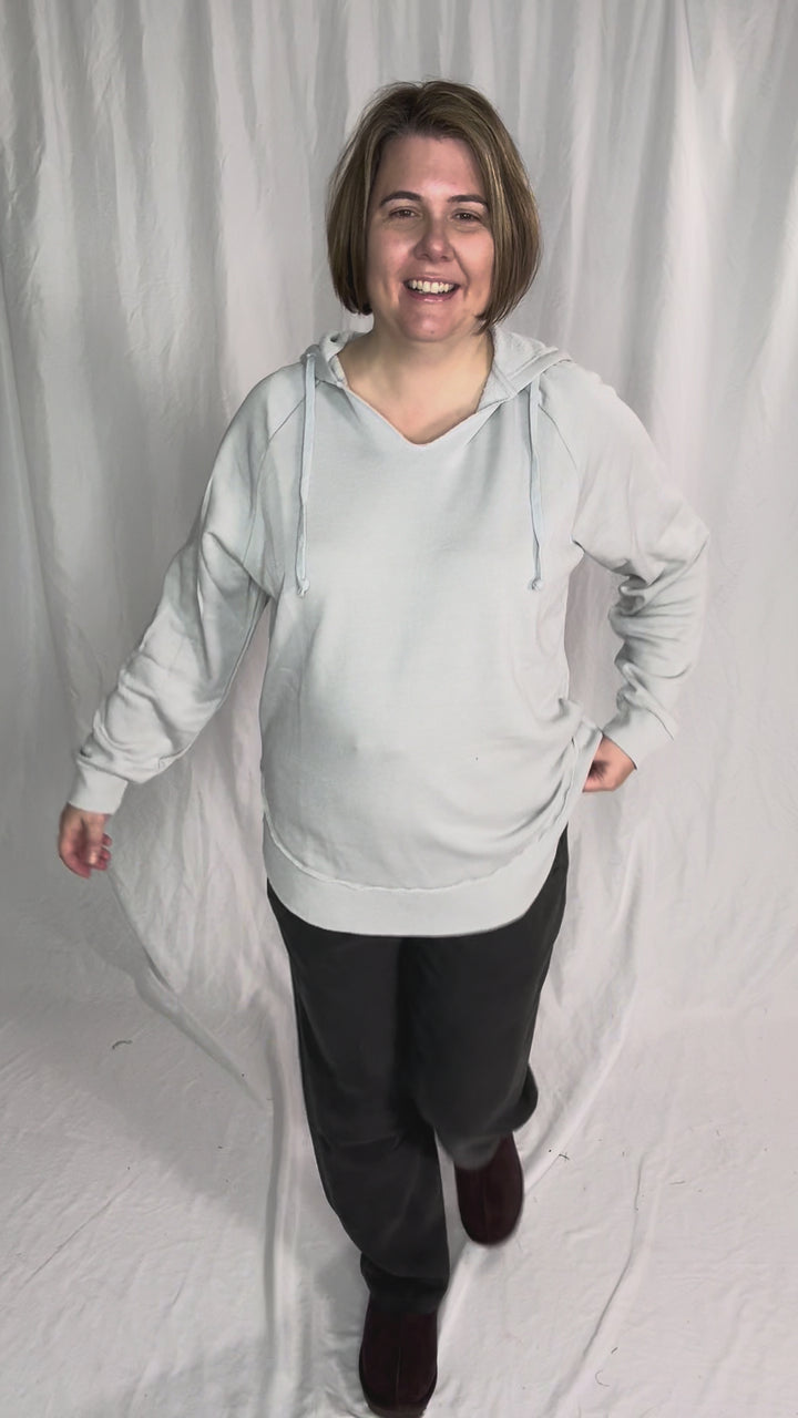 September Sky Split Hem Hoodie- LIGHT GREY