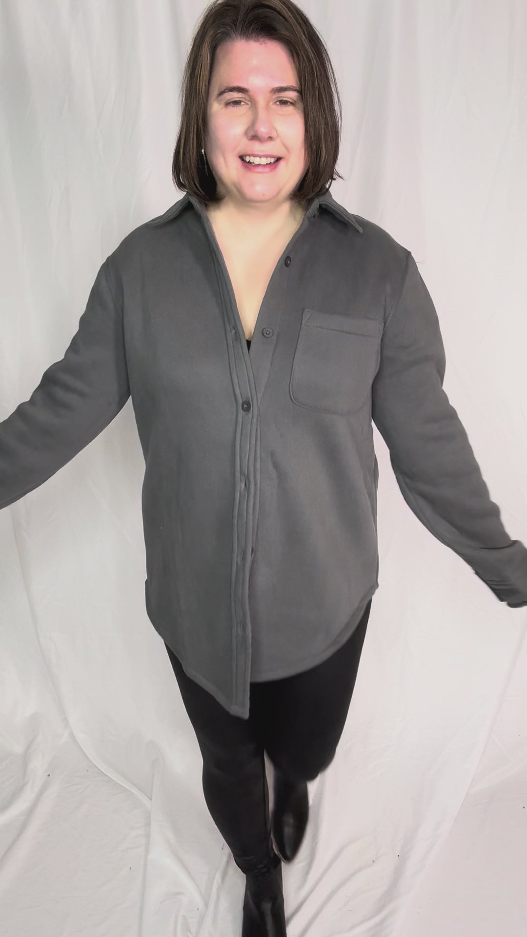 Tayler Fleece Shacket- GRAPHITE