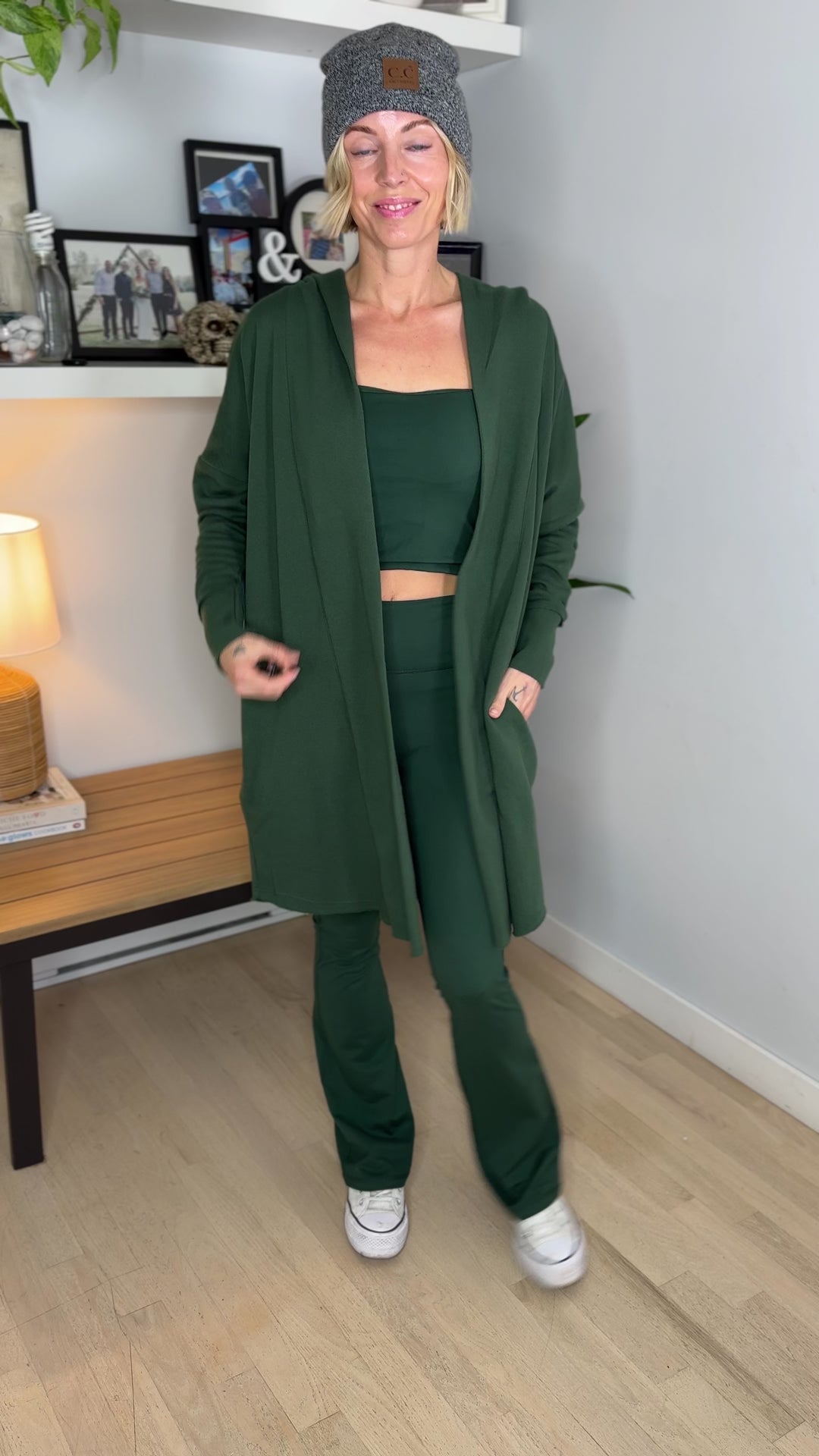 MONO B Whistler Longline Hoodie Cardigan- SYCAMORE