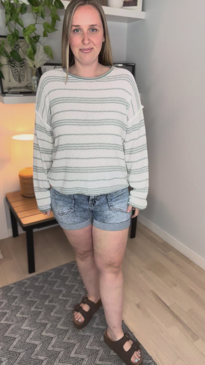 Sail Away Textured Sweater- DUSTY BLUE
