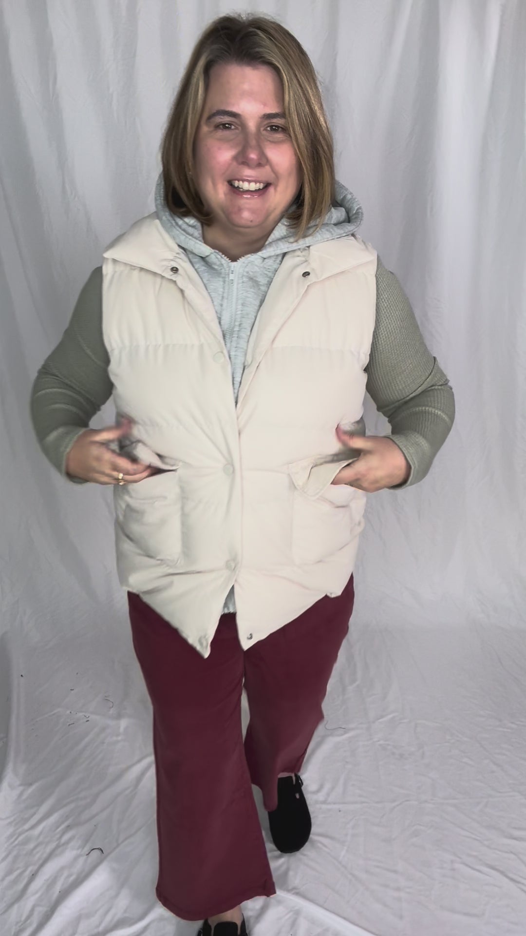 Bradlee Hoodie Vest- BEIGE
