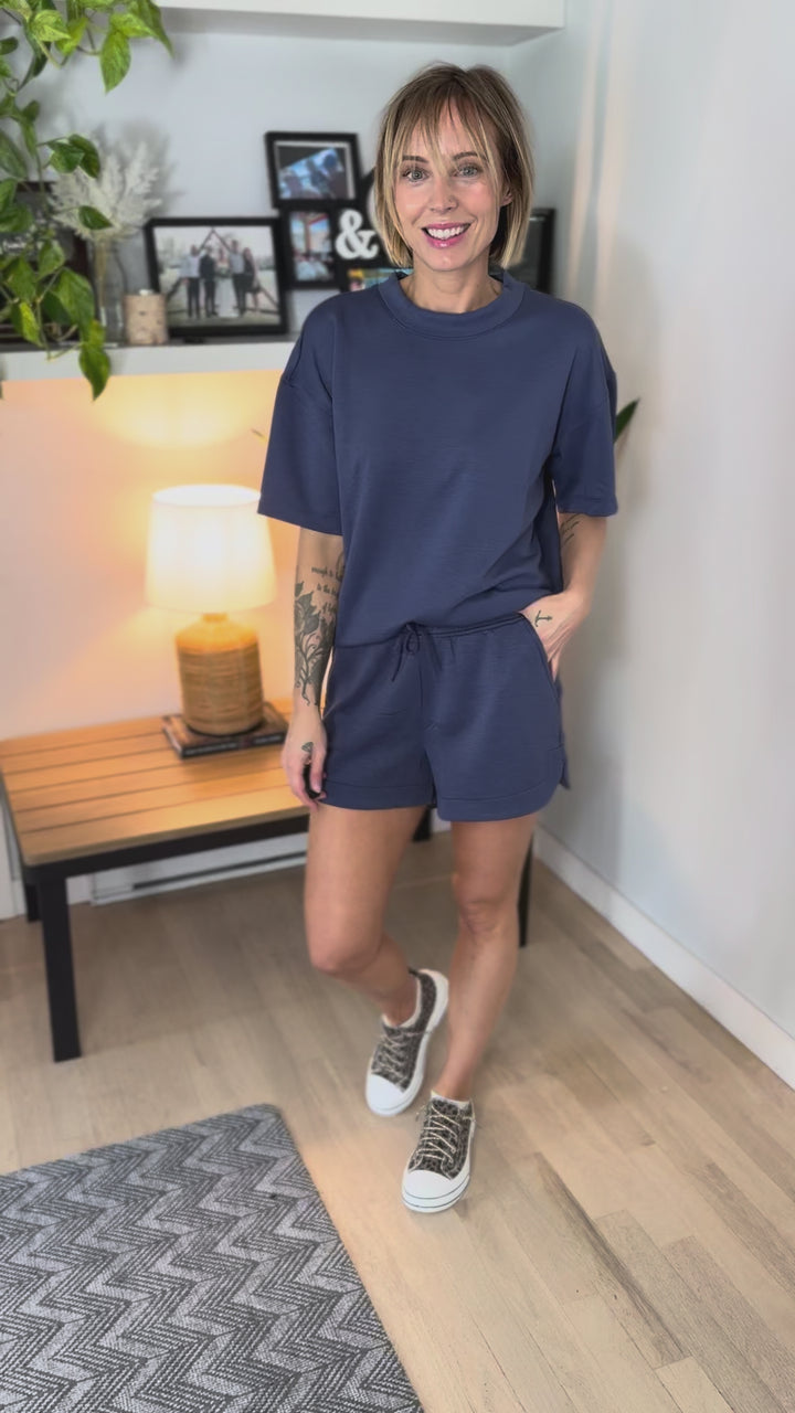 Tinsley Scuba Shorts Set- BLUE INDIGO