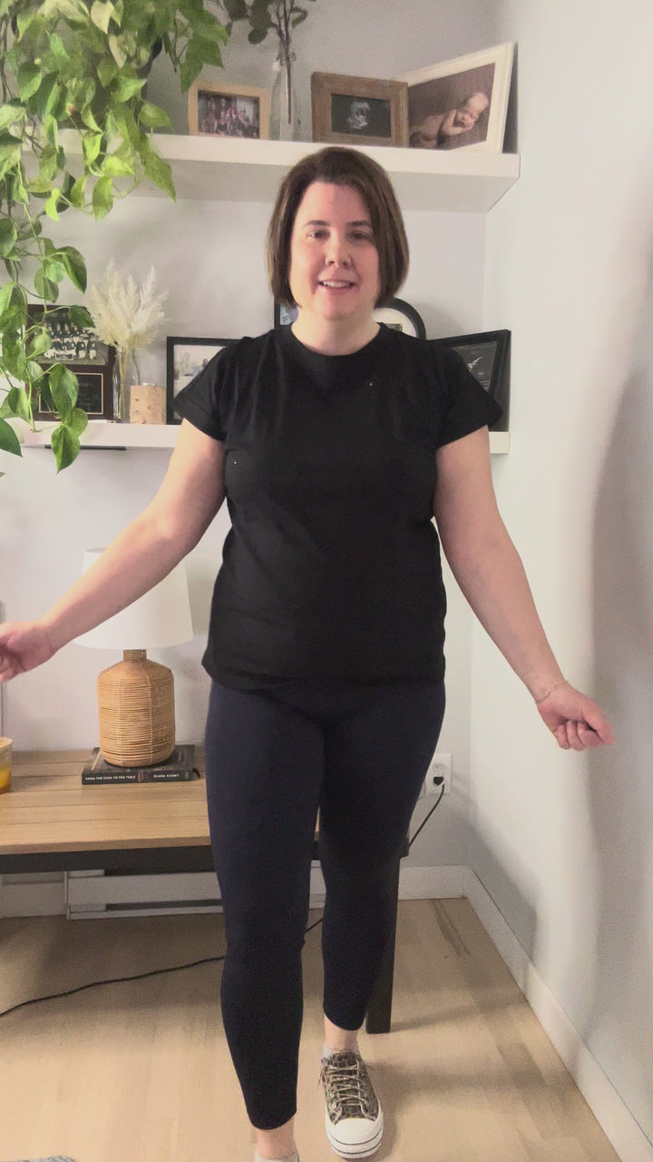 Addison Cotton Folded Sleeve T-Shirt- BLACK