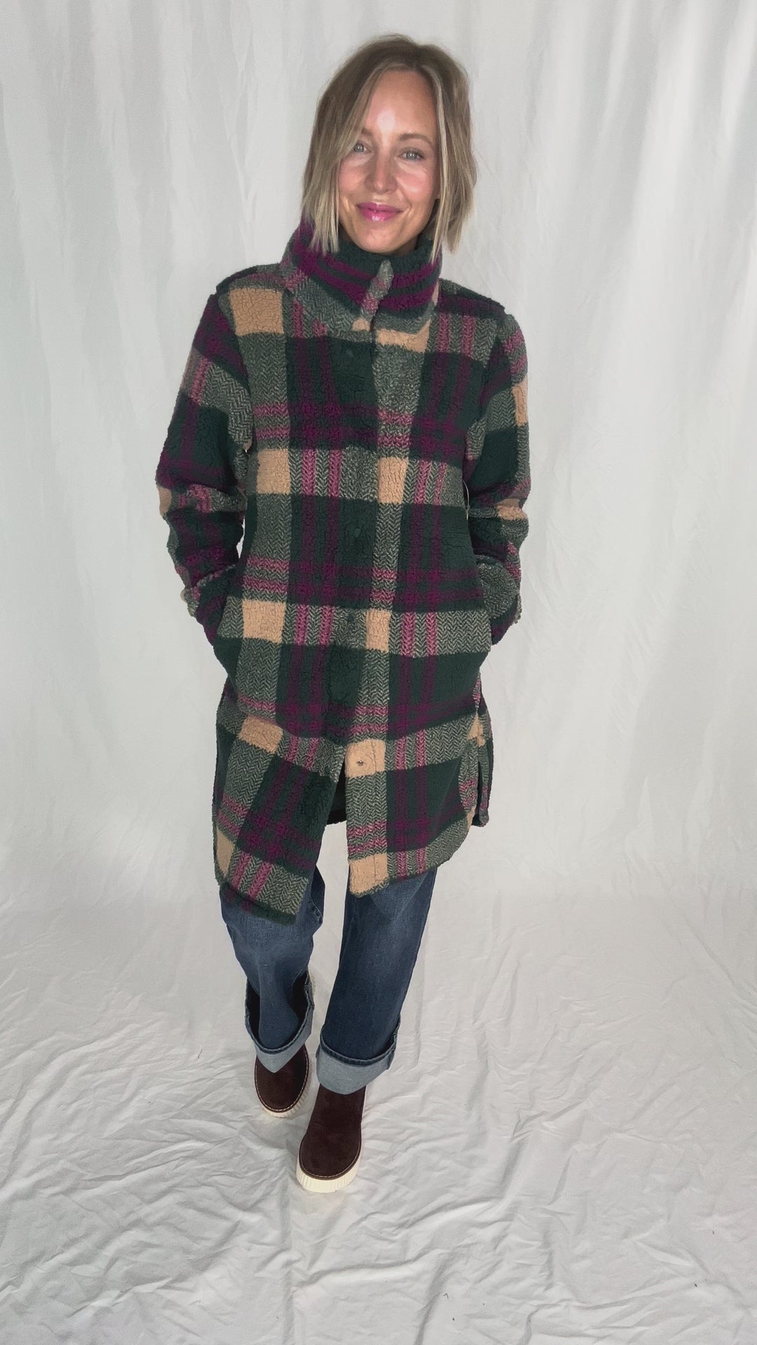 Ainsley Longline Sherpa Jacket- PONDEROSA PINE