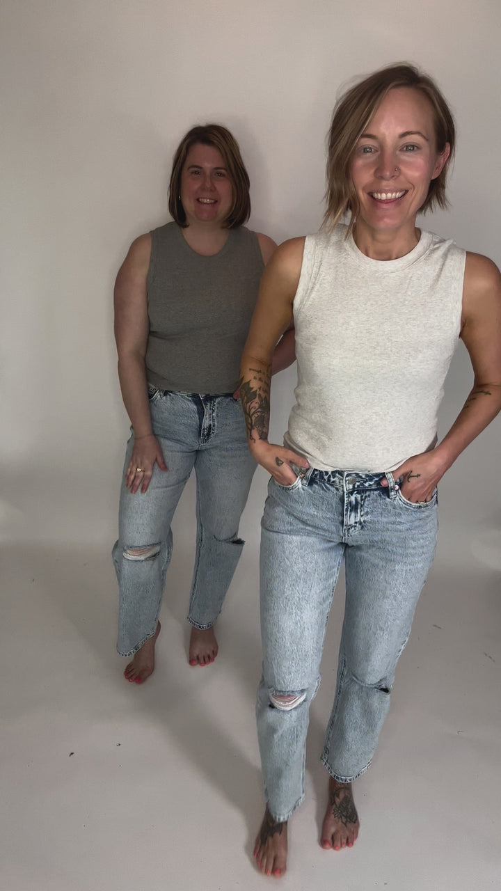 MICA Carissa High Rise Mom Jean- ACID LIGHT WASH-FINAL SALE *30+31*