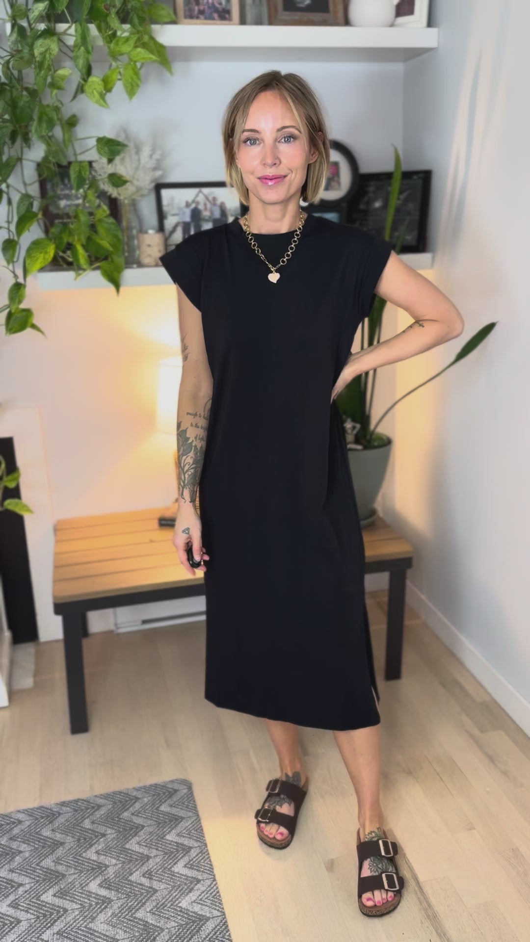 Audrey Stretch Cotton Midi Dress- BLACK  **PREORDER March 19th**