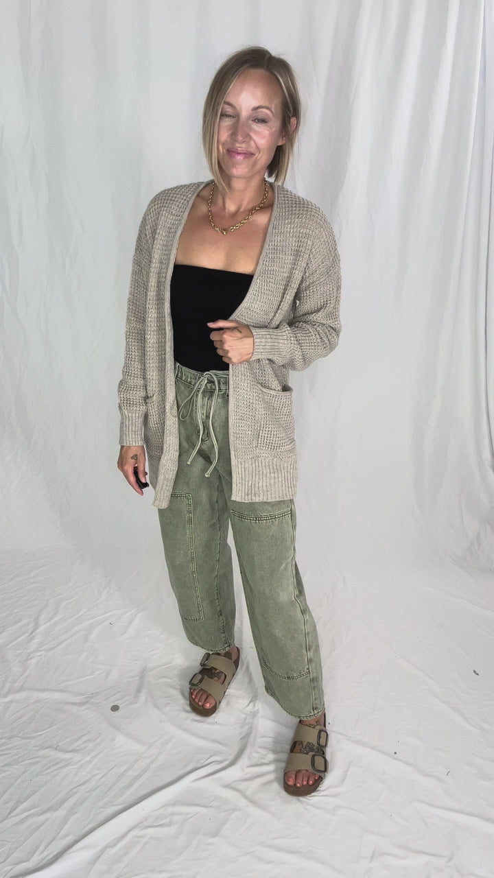 Marley Waffle Cardigan- HEATHER MOCHA