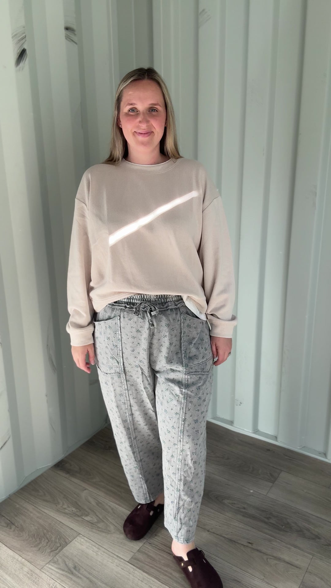 Murphy Layered Look Sweatshirt- CLAY