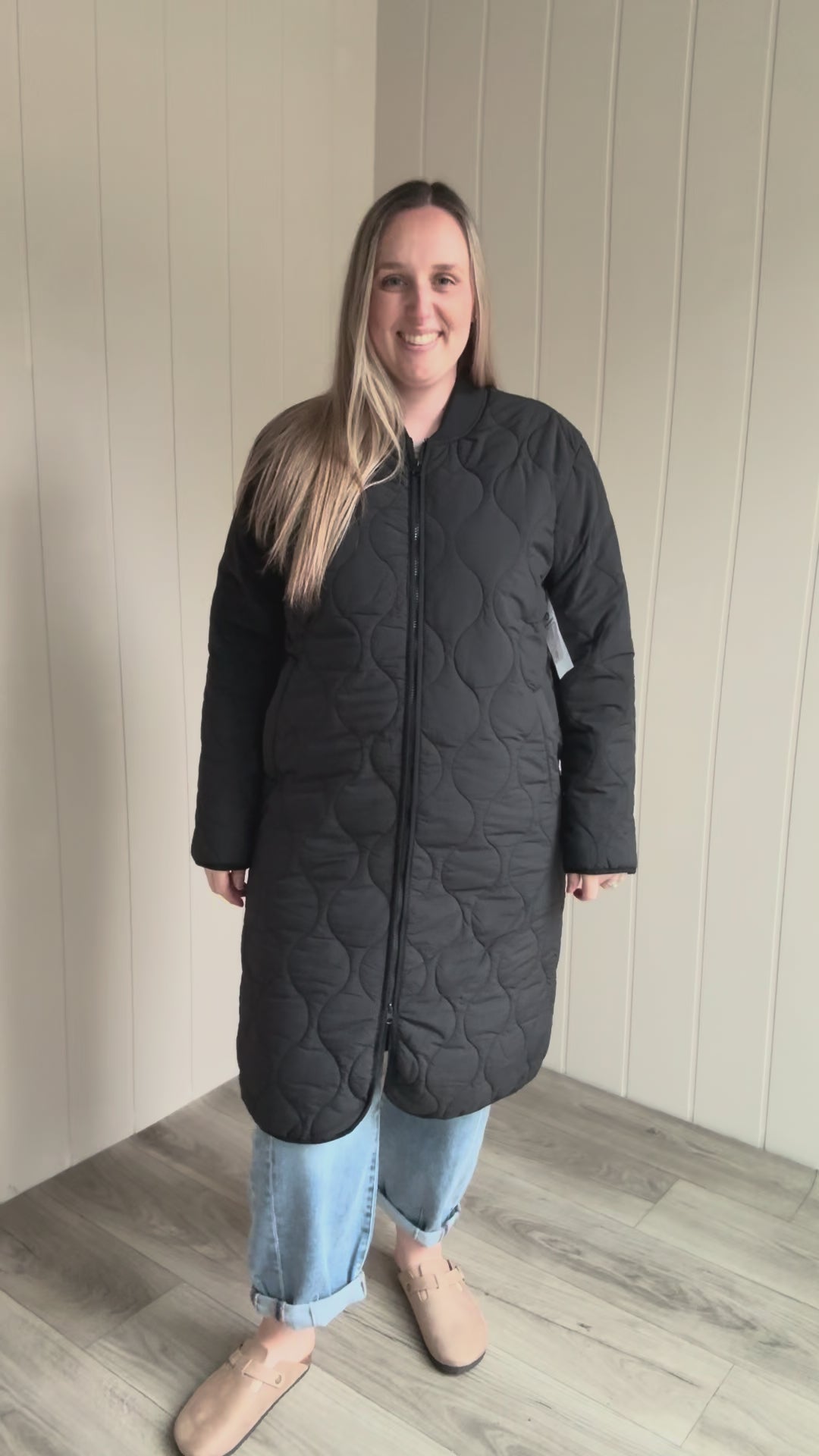 MONO B Northern Lights Quilted Bomber Jacket- BLACK