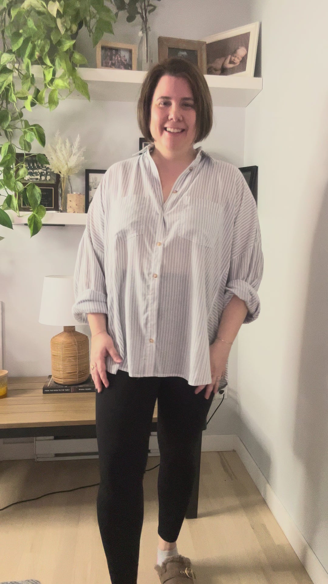 Gia Button Down Long Sleeve- DUSTY BLUE