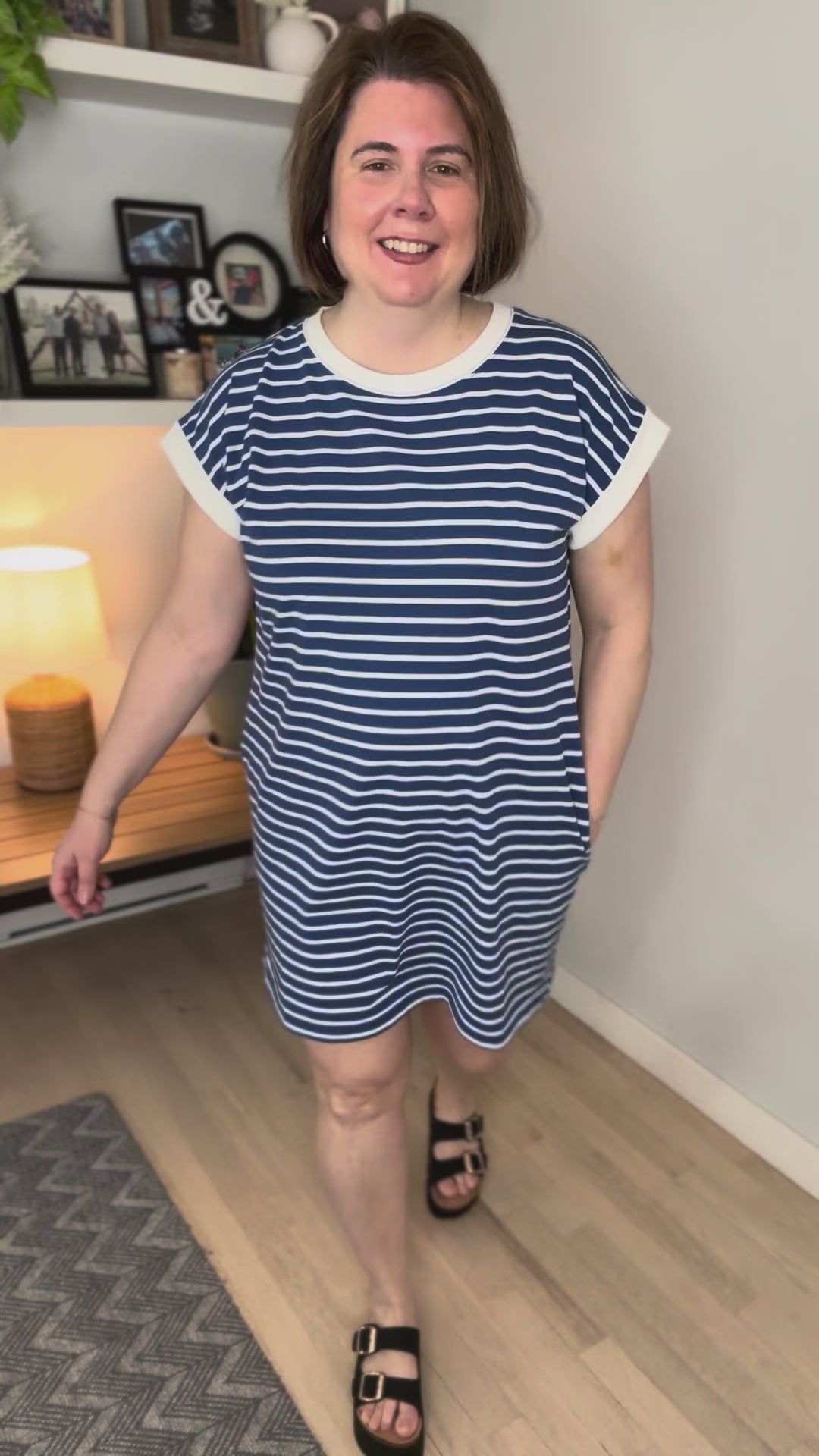 Helen Stretch Cotton T-shirt Dress- LIGHT NAVY-FINAL SALE