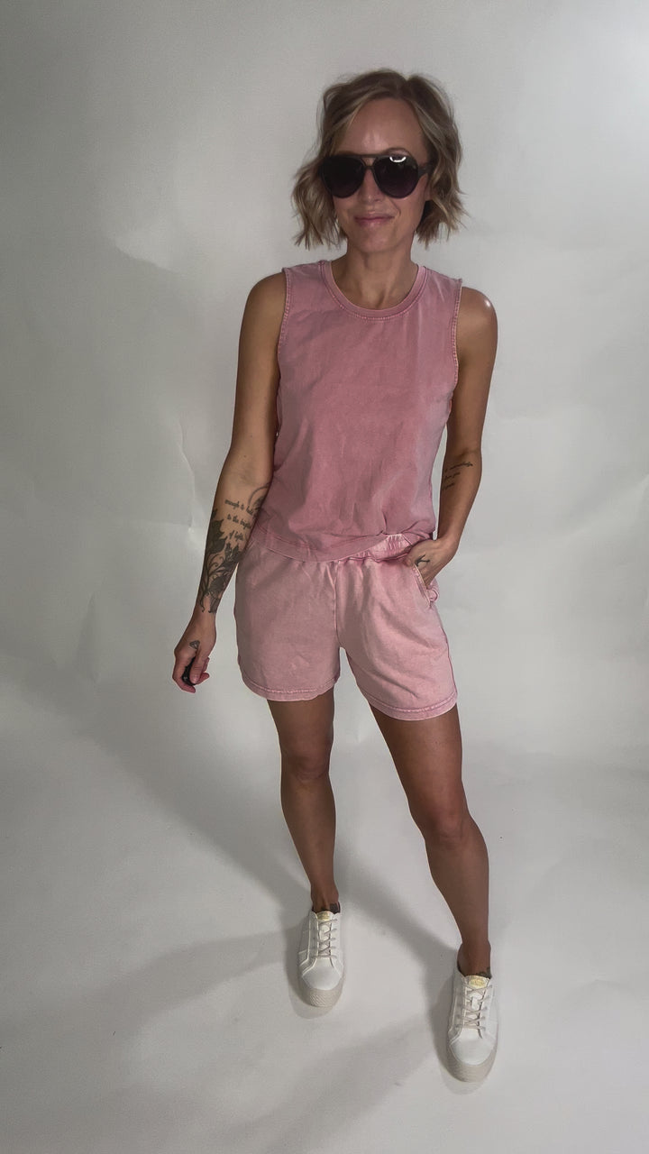 Valentina Washed Shorts- CORAL-FINAL SALE
