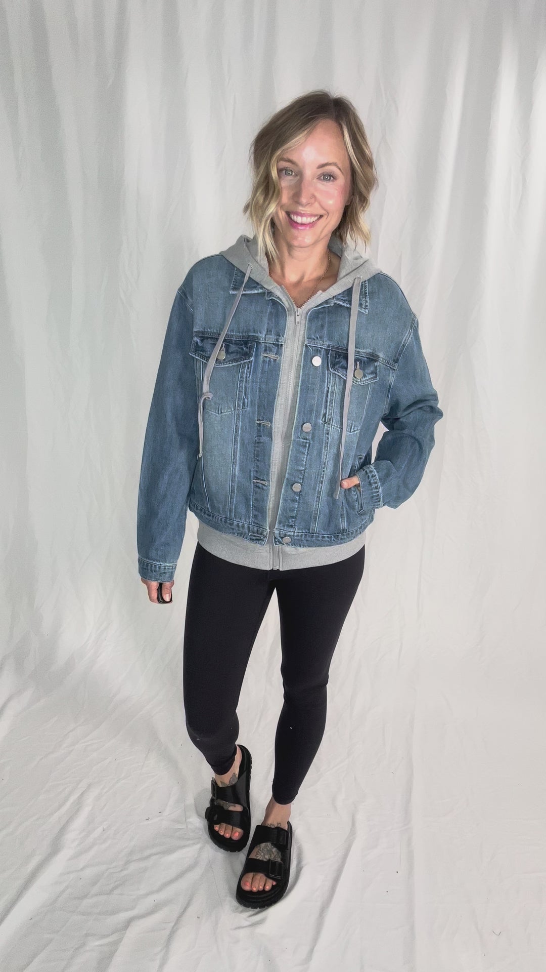 Marcus Relaxed Hoodie Jacket- DARK WASH-MEDIUM WASH