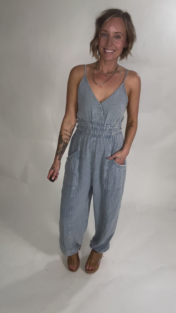 Silvia Cotton Jumpsuit- DENIM-FINAL SALE