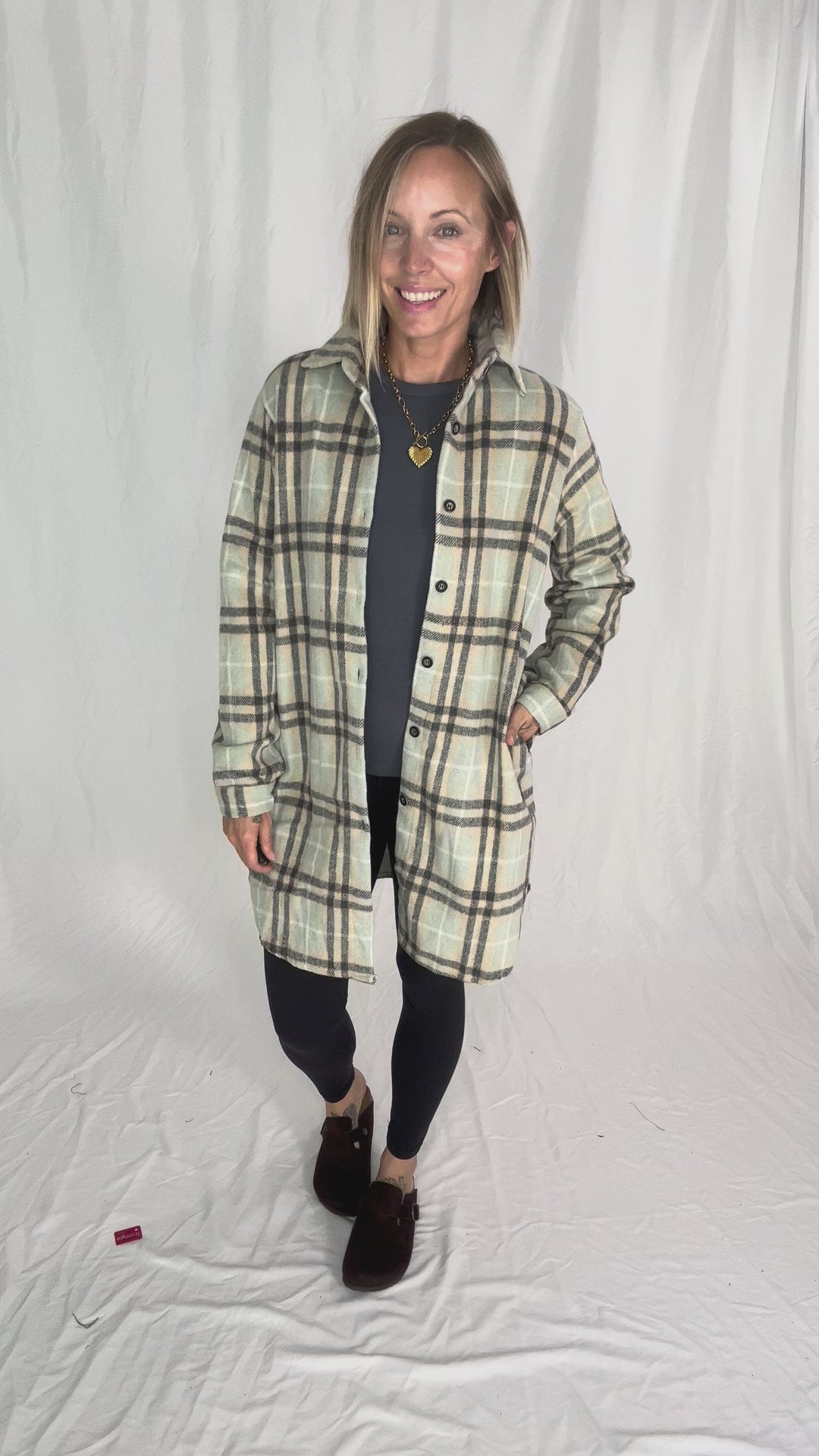 Renfrew Plaid Shacket- GREY SAGE
