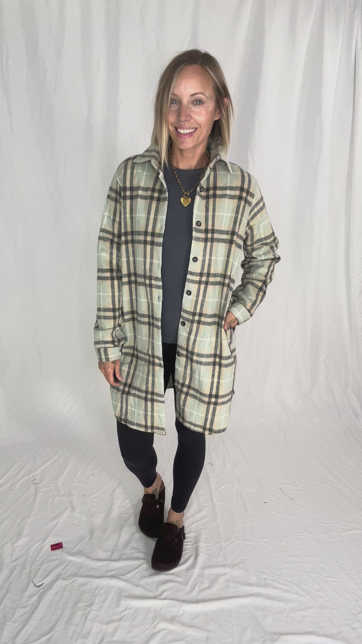 Renfrew Plaid Shacket- GREY SAGE