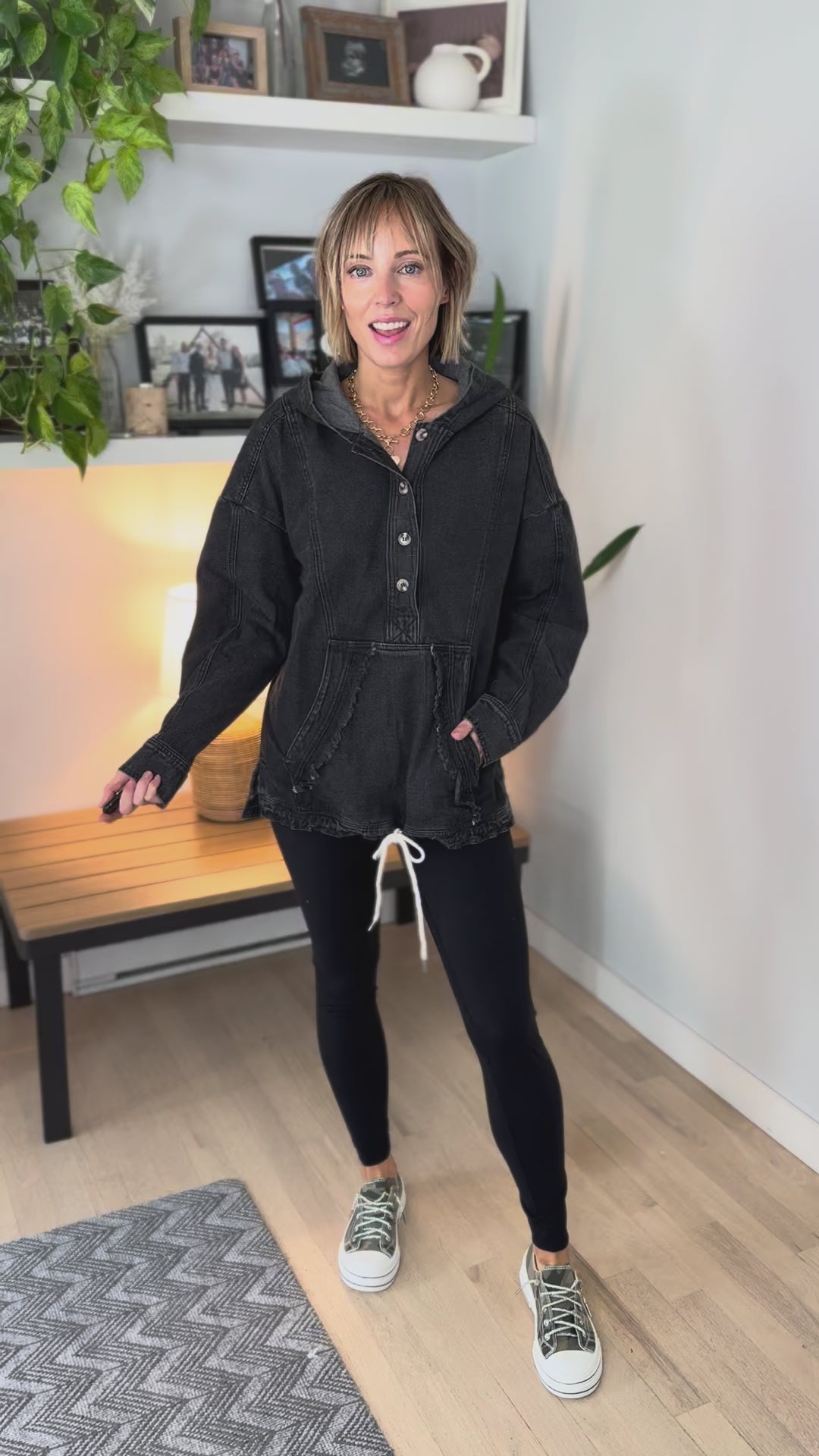 Lucy Denim Hoodie Jacket- BLACK