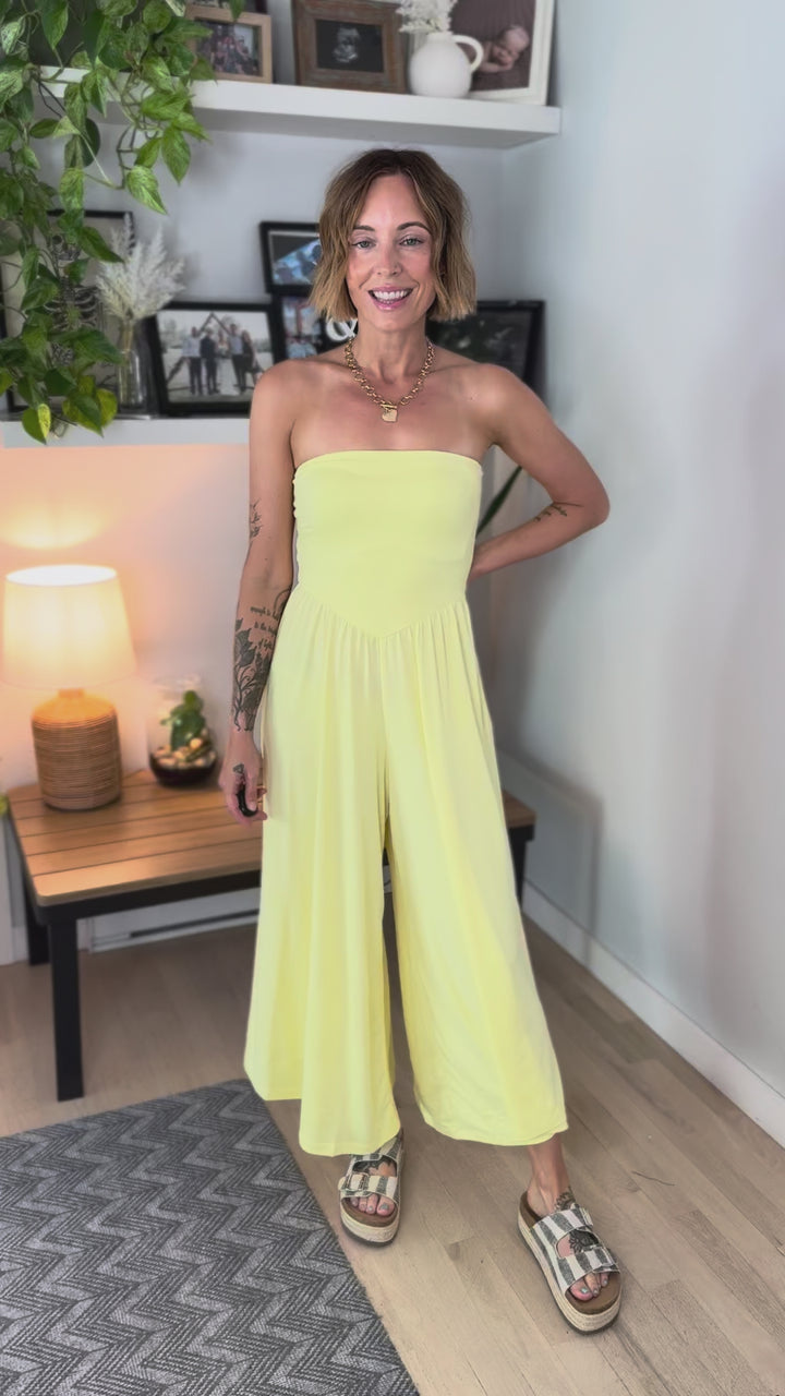 Aenea Strapless Jumpsuit- LEMON