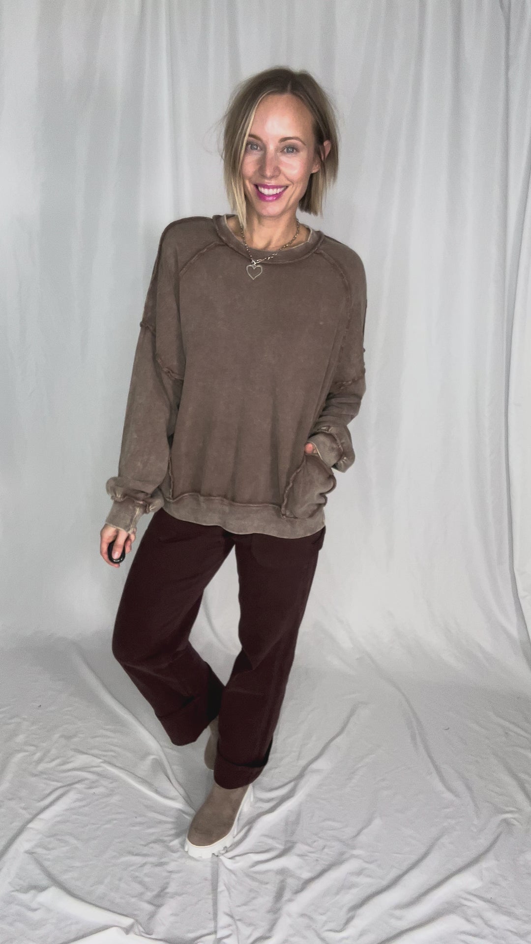 Forage Washed Pocket Pullover- CACAO