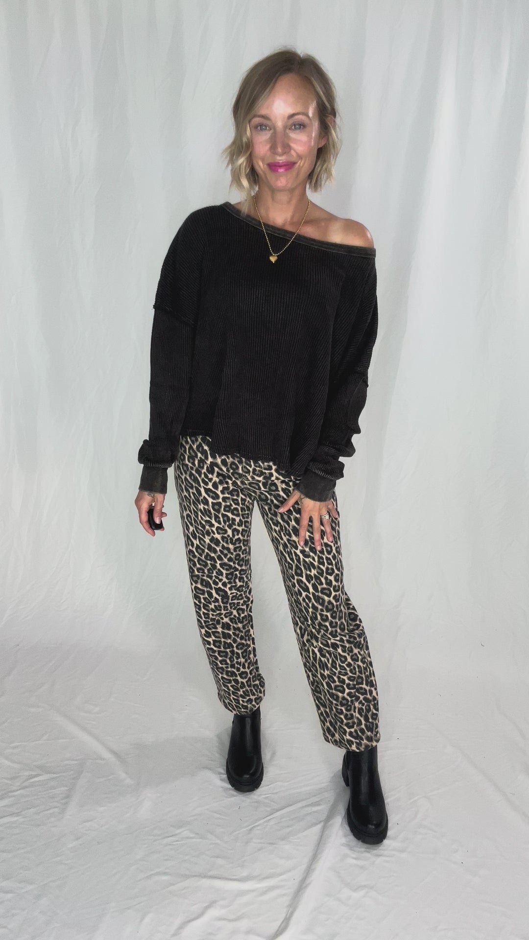 Arden Waffle Long Sleeve- BLACK