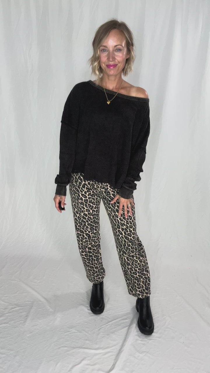 Arden Waffle Long Sleeve- BLACK