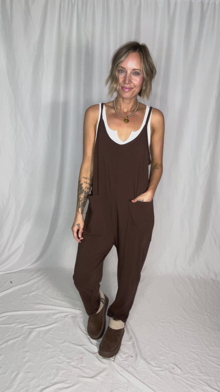Luxe Lounge Jumpsuit- ESPRESSO