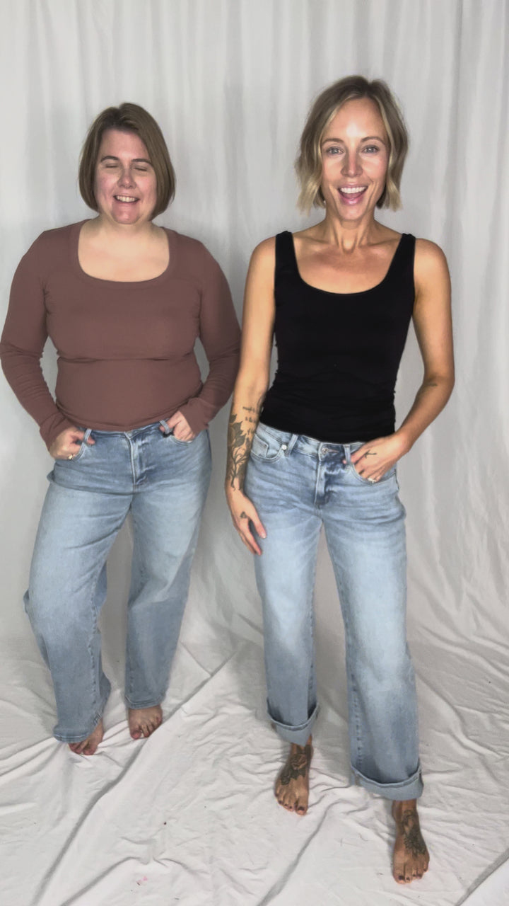 Haven Mid Rise Loose Fit Straight Leg Jean- LIGHT WASH