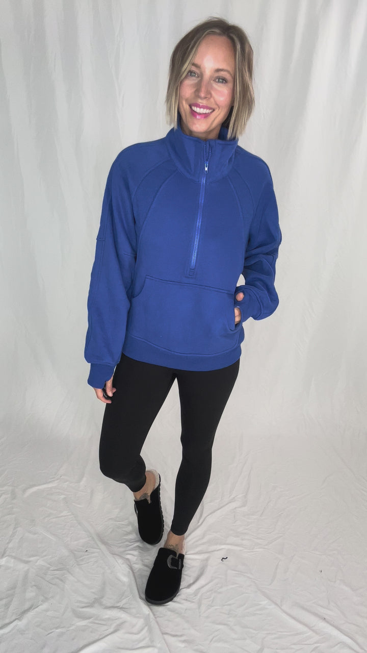 Hunter 1/2 Zip Pullover- COBALT