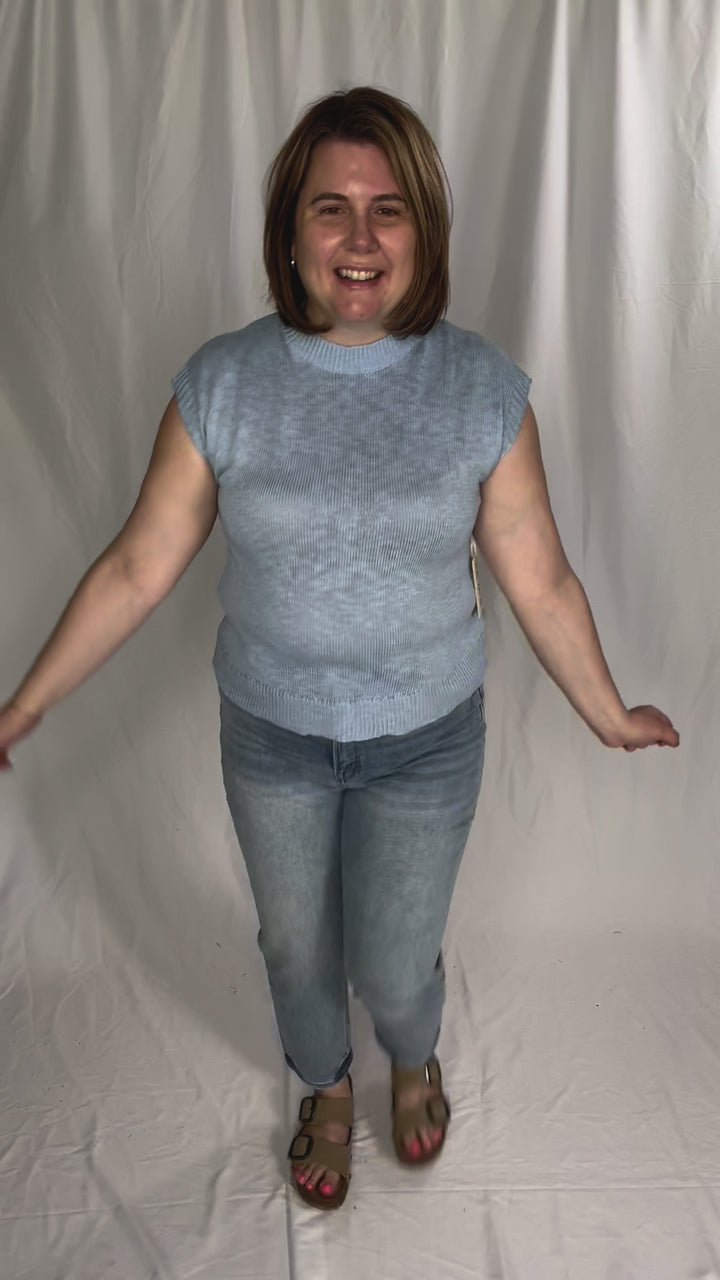 Maya Knit Crew Neck Top- PERI BLUE-FINAL SALE
