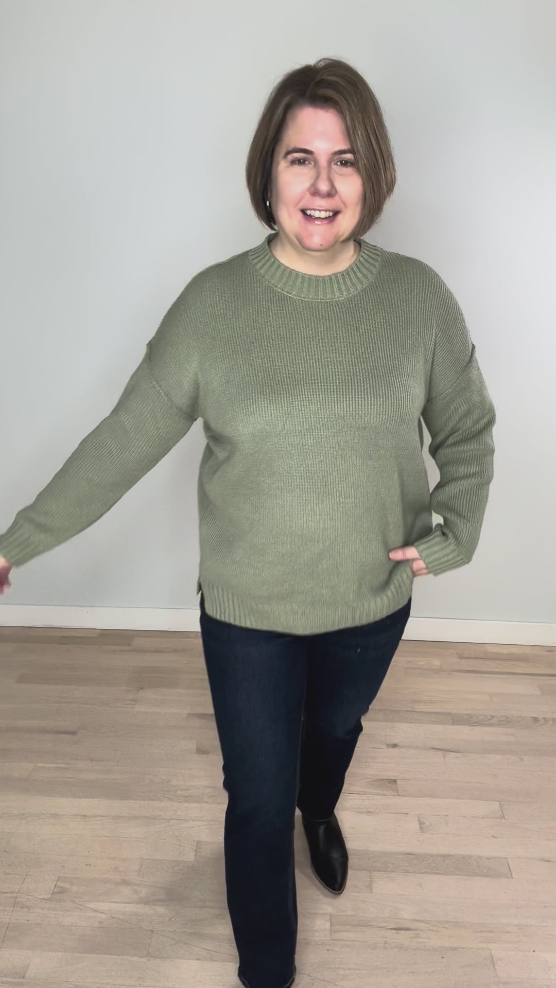 Elizabeth Drop Shoulder Sweater- FERN