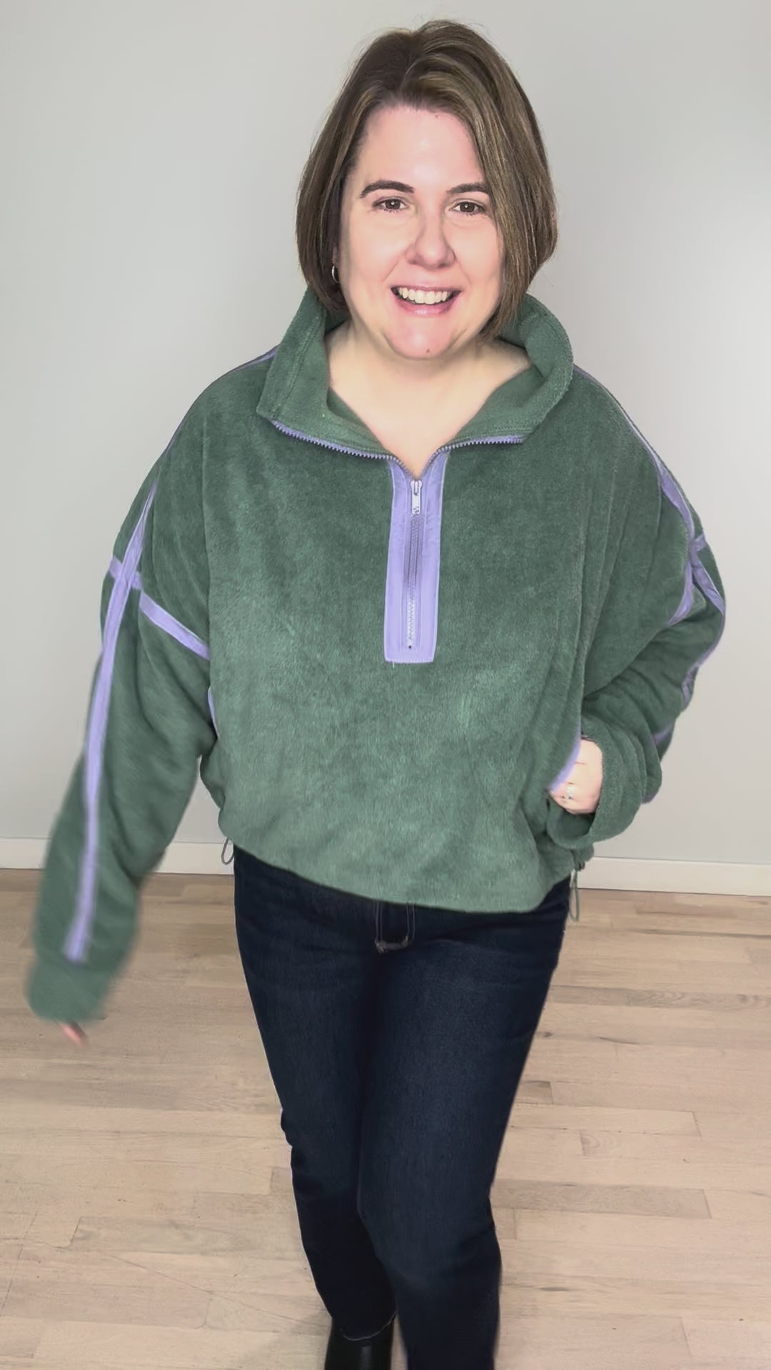 Lily Sherpa Jacket Pullover- PISTACHIO