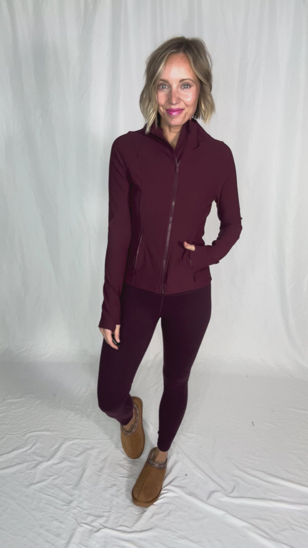 Aero Stretch Ribbed Jacket- WINE