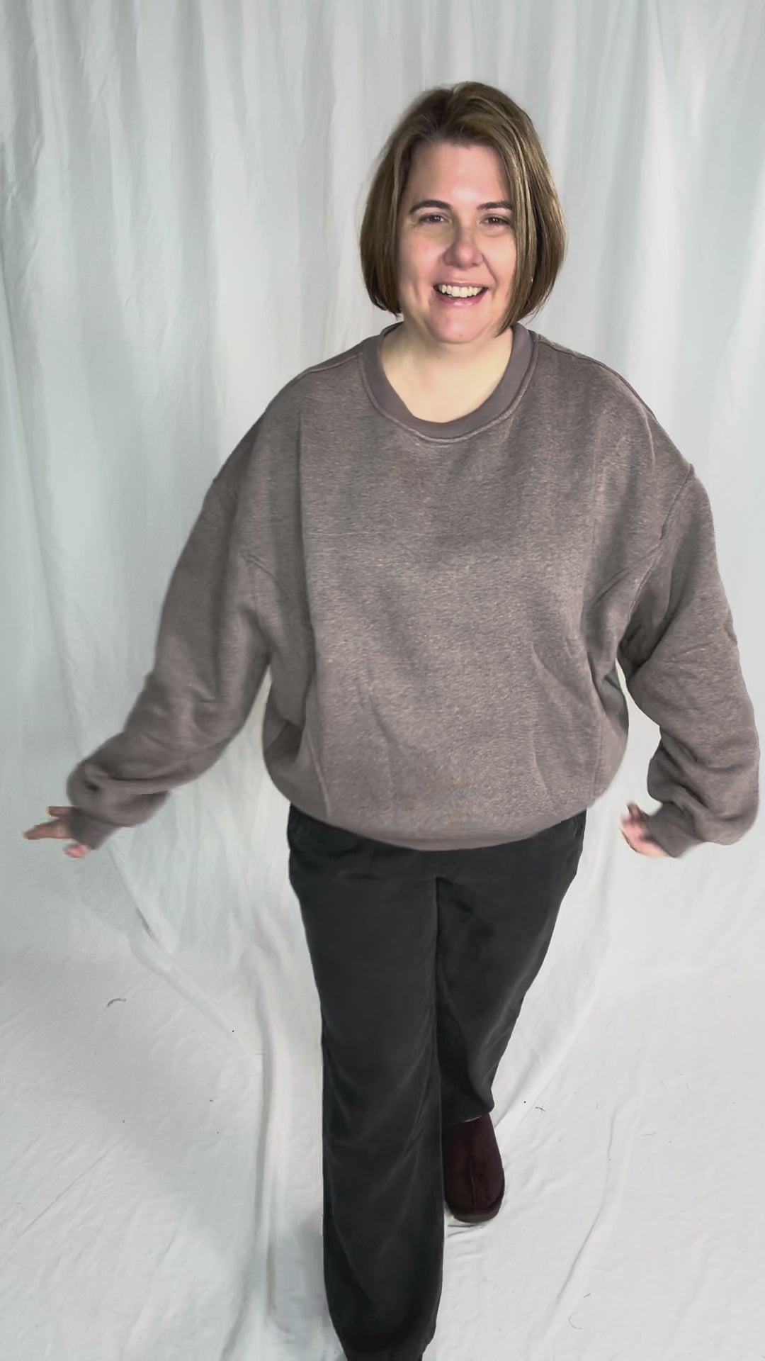 Elowen Melange Fleece Sweatshirt- WALNUT