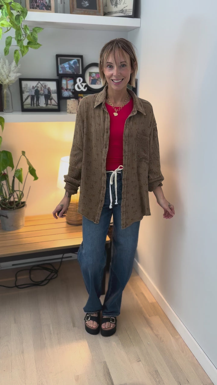 Danielle Cotton Button Down- MOCHA