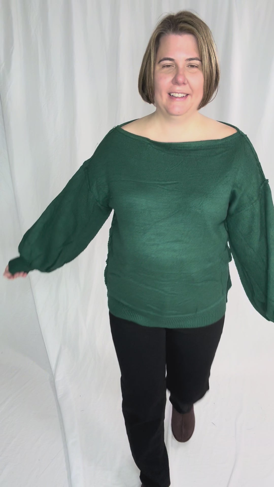 Seattle Boat Neck Sweater- EMERALD