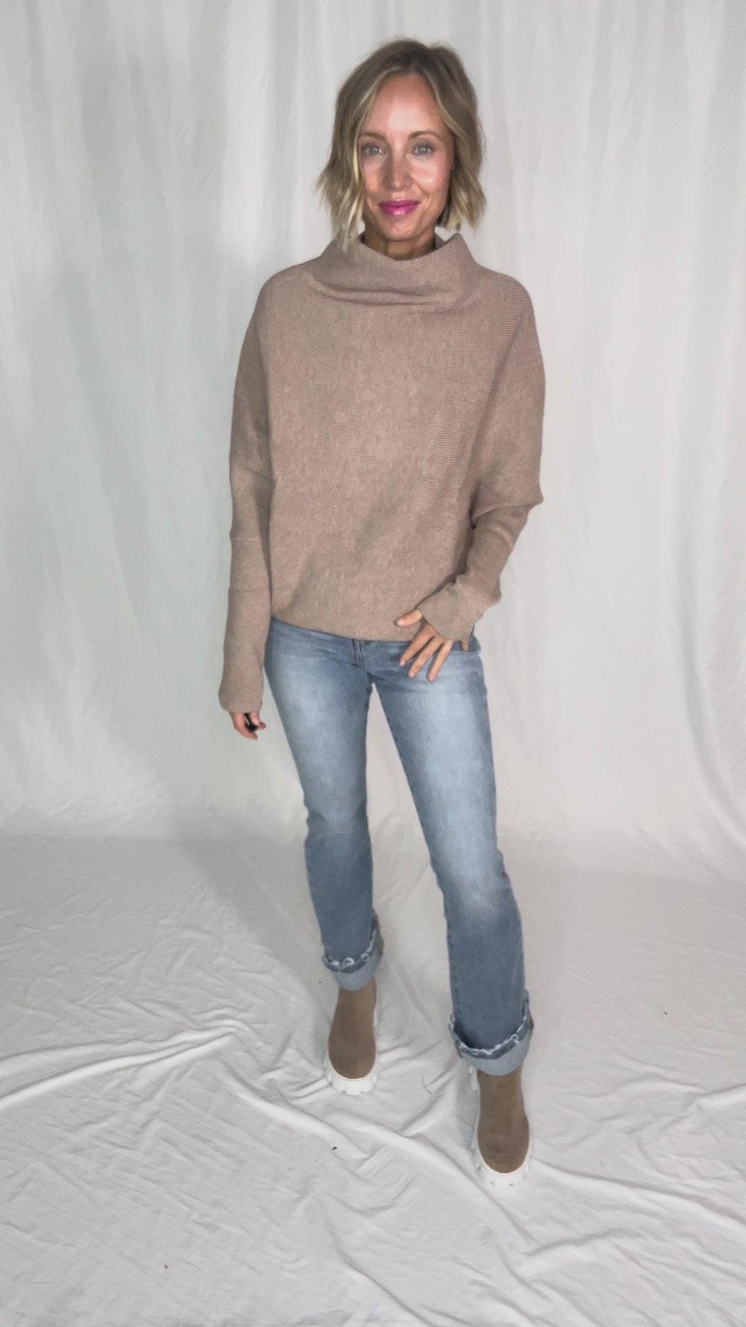 Wrenley Dolman Knit Sweater- LATTE