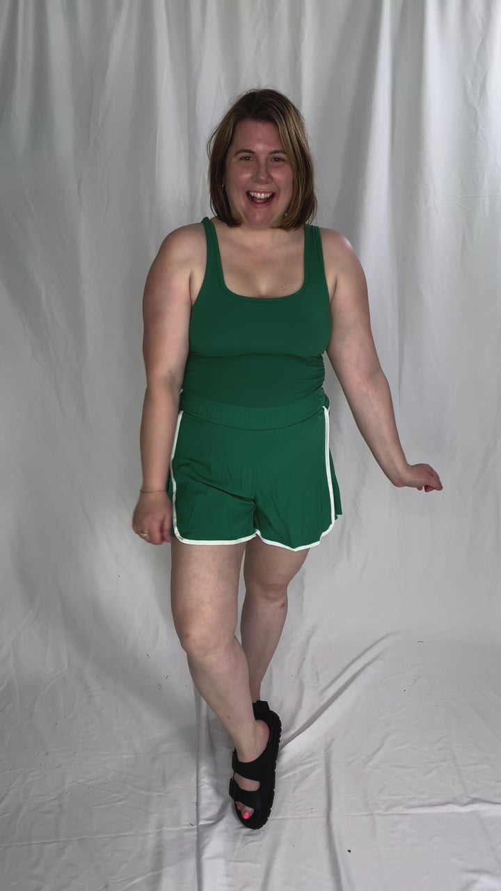 Only The Best Butter Blend Romper- GREEN/WHITE-FINAL SALE