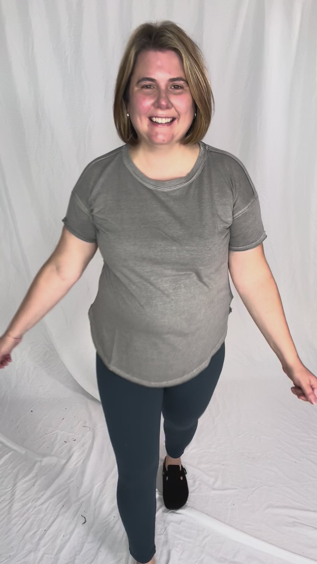 Soleen Exposed Seam Cotton Top- GREY