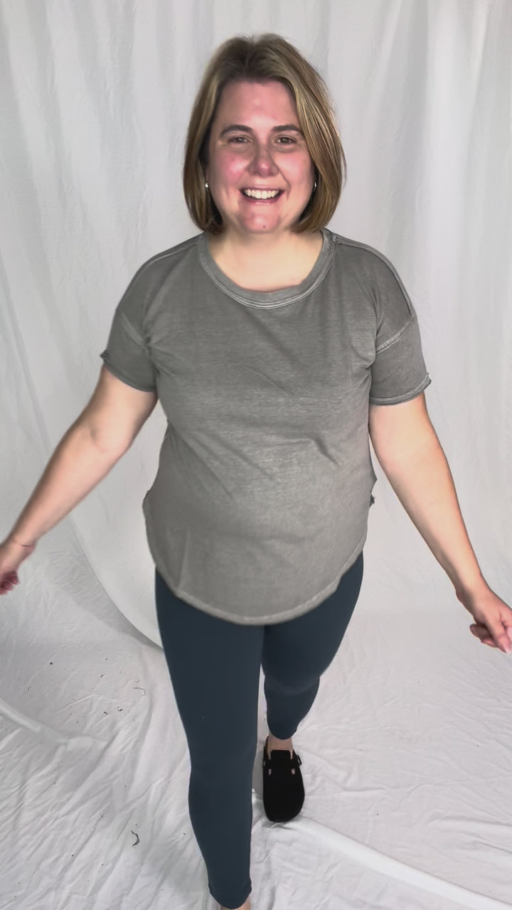 Soleen Exposed Seam Cotton Top- GREY